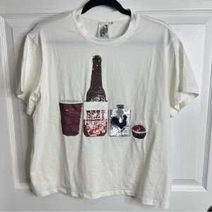 QUEEN OF SPARKLES South Carolina Gamecock White Sequin Tee Medium